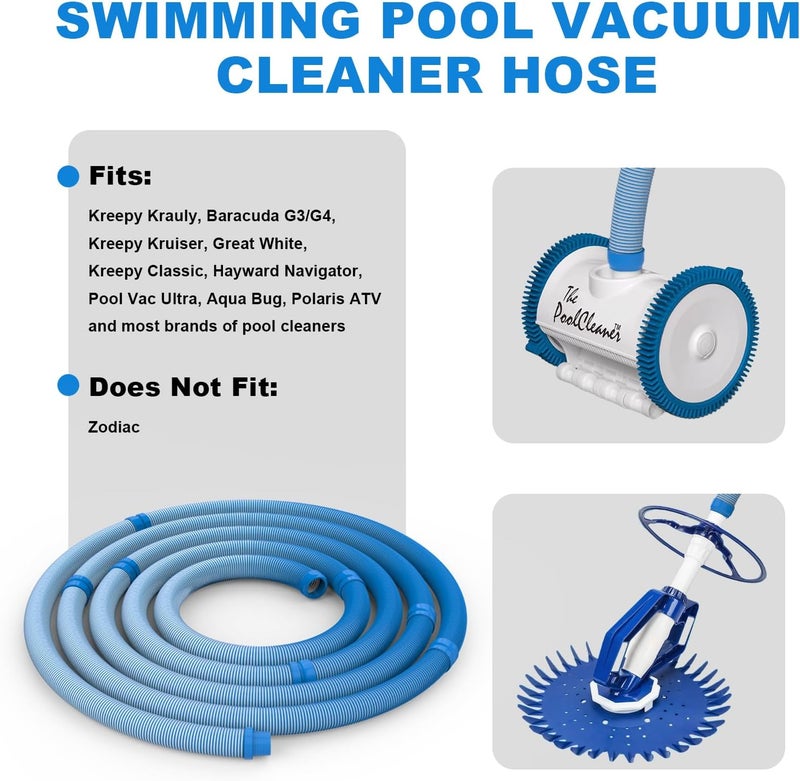 Poolvio Pool Vacuum Hose 26 Feet (8 x 40 Inch), 1.5 Inch Cuffs, Compatible with Most Inground Automatic Cleaners - Image 5